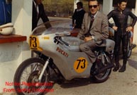 Dr. Fabio Taglioni on an early 750 SS racebike he created and built.